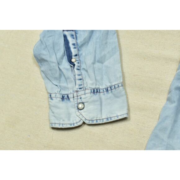 Buffalo David Bitton Men's Blue Acid Wash Slim Fit Pear Snap Button Shirt XXL - Picture 5 of 8